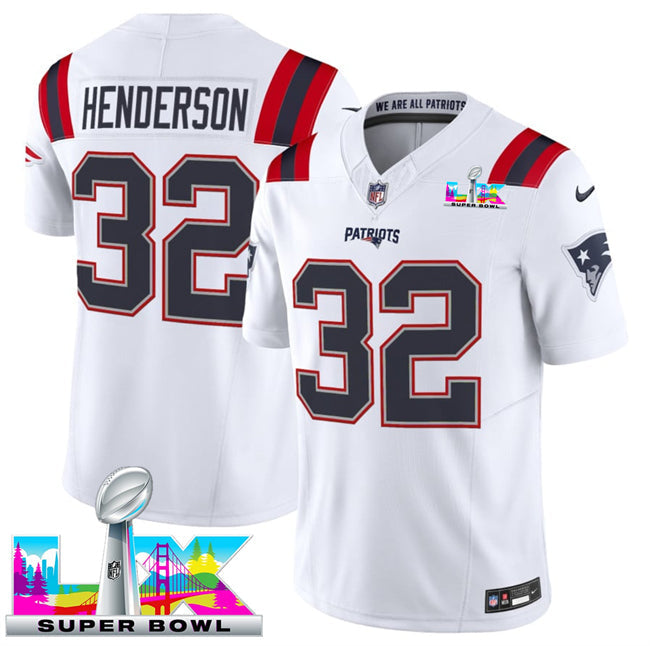 New England Patriots Vapor F.U.S.E. Limited Super Bowl LX Patch Jersey White