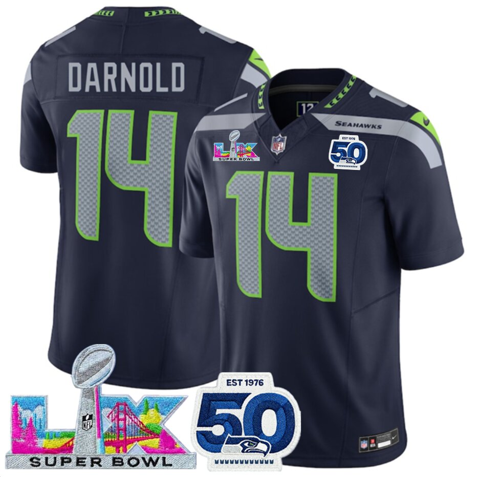 Seattle Seahawks Vapor F.U.S.E. Limited Super Bowl LX Patch And 50th Season Jersey Blue